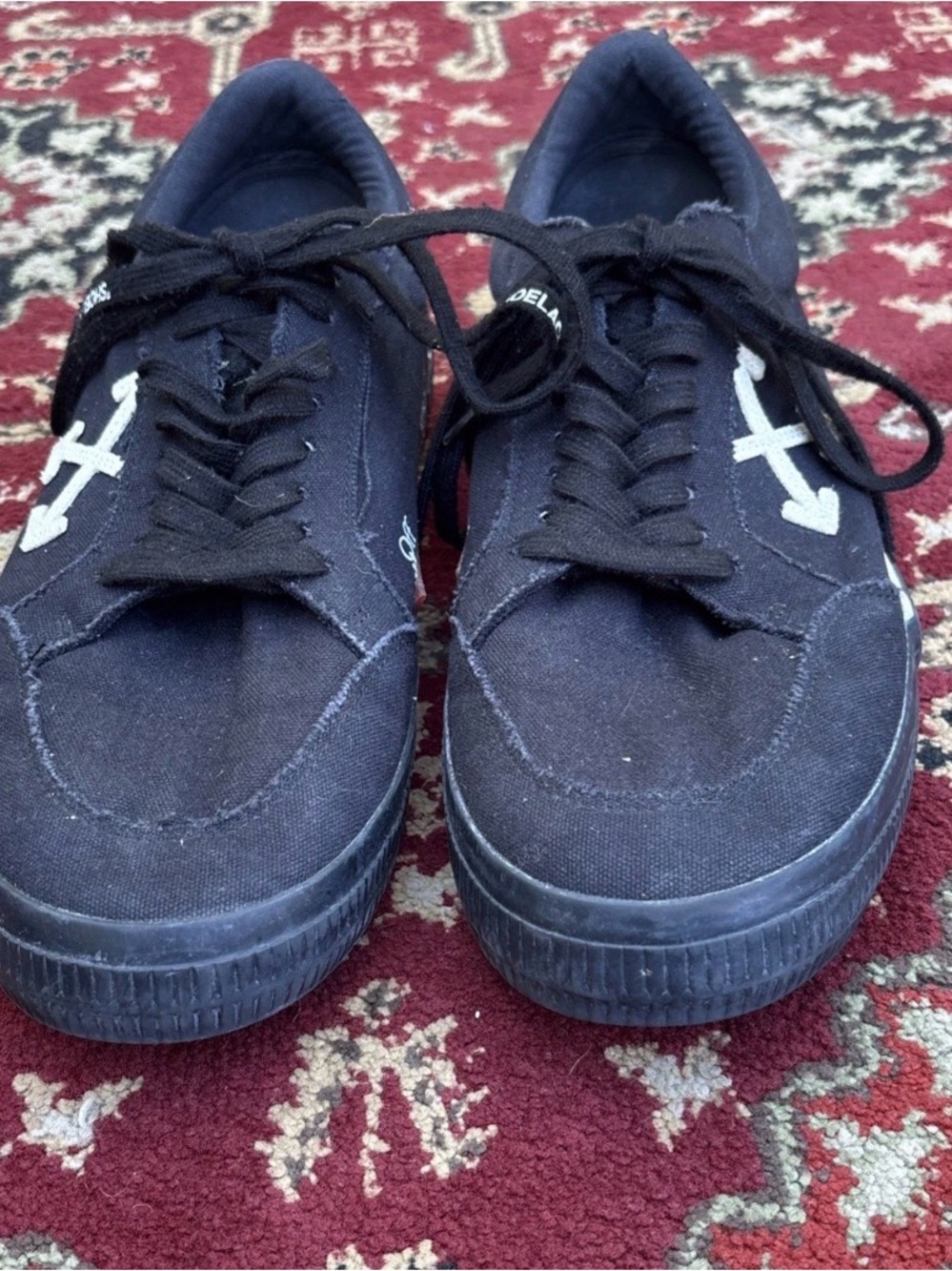 Off-White Virgil Abloh Low Top Canvas Sneakers White Black EU 46 US 12